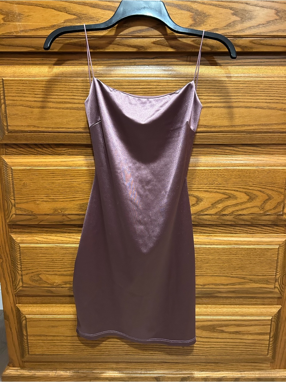 Windsor Satin Cowl Neck Slip Dress in Dusty Mauve, M